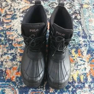RALPH LAUREN POLO LARGE LOGO CRETWICK RUBBER WINTER BOOTS MENS 12D Polo Ralph Lauren Crestwick Big Pony Lace Up Winter Duck  main image 4